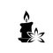 Aroma candles icon. Lotus flower, burning, flame icon isolated on white background