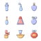 Aroma icons set, cartoon style