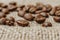 Aroma Infusion Coffee Beans Dance on Burlap Canvas