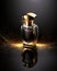 Aroma of Perfection: Exquisite Perfume Bottle with Golden and Colorful Details, Created by Generative AI