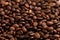Aroma roasted coffee beans, brown at an angle