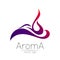 Aroma vector logo symbol in creative style. Perfume element, smoke cigarette hot, vapor and cloud icon. Modern design