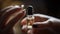Aromatherapy bottle held by human hand for spa relaxation generated by AI