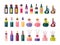 Aromatherapy essential oil glass bottle vector set