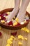 Aromatherapy, flowers feet bath, rose petal