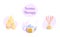 Aromatherapy icons set with candles, blooming tea, wooden aroma sticks illustration on isolated white background. Nature