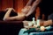 Aromatherapy massage ambiance or spa salon composition setup. Quiescent