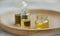 Aromatherapy. Natural medicinal plants and herbs oil bottles, natural floral extracts and oils