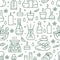 Aromatherapy seamless pattern with vector flat line icons. Essential oil vector background - diffuser, aroma candles