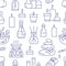 Aromatherapy seamless pattern with vector flat line icons. Essential oil vector background - diffuser, aroma candles