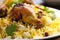 Aromatic Basmati Rice and Tender Chicken in a Close-Up of Biryani