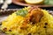 Aromatic Basmati Rice and Tender Chicken in a Close-Up of Biryani