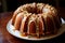 Aromatic Bundt cake covered with melting peanut. Generate ai