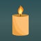 Aromatic candles flat vector illustration. Burning decorative orange wax candles isolated clipart on green background.