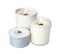 Aromatic candles with wooden wicks on white background