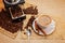Aromatic coffee, natural grain, Arabica, cinnamon stick