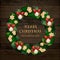 Aromatic Decorated Christmas Wreath on Wooden Door