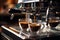 Aromatic Delights Capturing the Moment of Fresh Espresso Pouring from a Coffee Machine at a Cozy Coffee House. created with