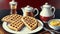 Aromatic Delights Cinnamon Waffles for National Waffle Day.AI Generated
