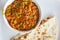 aromatic indian tradition food - vegetable curry with chapatti