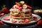 Aromatic Pancakes banana honey strawberry. Generate Ai
