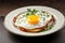 Aromatic Plate delicious fried egg breakfast. Generate Ai