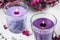 Aromatic Purple Scented Candles with Lavender Decoration