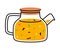 Aromatic Tea Brewing with Hot Drink in Glass Teapot with Spout and Handle Vector Illustration