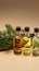 Aromatic trio Small bottles hold pine, spruce, and cedar essential oils