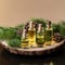 Aromatic trio Small bottles hold pine, spruce, and cedar essential oils