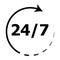 Around the clock 24h. Rotation arrow icon