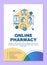 Around clock medicine delivery poster template layout. Online pharmacy. Banner, booklet, leaflet print design with