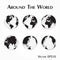 Around the world outline of world map with latitude and longitude