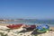 Arousa Island boats on the beach Praia Boa Norte,