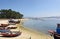 Arousa Island boats on the beach Praia Cabodeiro, Pontevedra pro