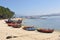 Arousa Island boats on the beach Praia Cabodeiro, Pontevedra pro