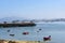 Arousa Island boats on the beach Praia A Sapeira, Pontevedra pro