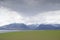 Arran viewed from Rothesay in Isle of Bute under dark clouds