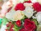 Arranged artificial rose flower bouquet close up