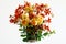 Arrangement of Colorful Silk Faux Flowers on White