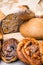 arrangement of different breads and buns at the bakery