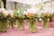 Arrangement of flowers at a farmers market, ginger plants blooming