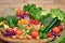 Arrangement fresh fruits and vegetables organic