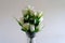 Arrangement of White  Tulip Silk Faux Flowers on White