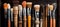 Array of artistic tools brushes, pencils, and sculpting instruments, exuding creative essence