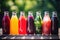 an array of bottled drinks promoting gut health