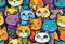 Array of diverse cats congregating in a large group, AI-generated.