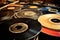 an array of old vinyl records