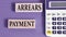 ARREARS PAYMENT - words on wooden blocks with a calculator in the background