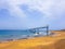 Arrecife airport on the island of Lanzarote, Canary Islands. Spain Image of the sea, beach and panel of lights of indication